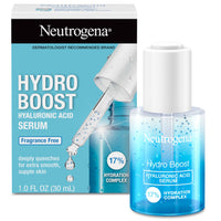Thumbnail for Neutrogena Hydro Boost Hyaluronic Acid Serum for Face & Neck, Lightweight Daily Hydrating Serum with Hyaluronic Acid for Dry Skin, Oil-Free, Non-Comedogenic, Fragrance-Free, 1 fl. oz
