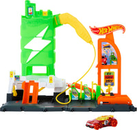 Thumbnail for Hot Wheels City Track Set, Super Recharge Fuel Station Playset with EV Chargers & 1:64 Scale Toy Car