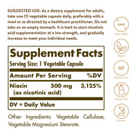 Thumbnail for Solgar Niacin (Vitamin B3) 500 mg, 250 Vegetable Capsules - Energy Metabolism - Non-GMO, Vegan, Gluten Free, Dairy Free, Kosher - 250 Servings
