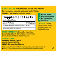 Thumbnail for Nature Made L-Lysine 1000 mg, Dietary L-Lysine Supplements, 60 Tablets, 60 Day Supply