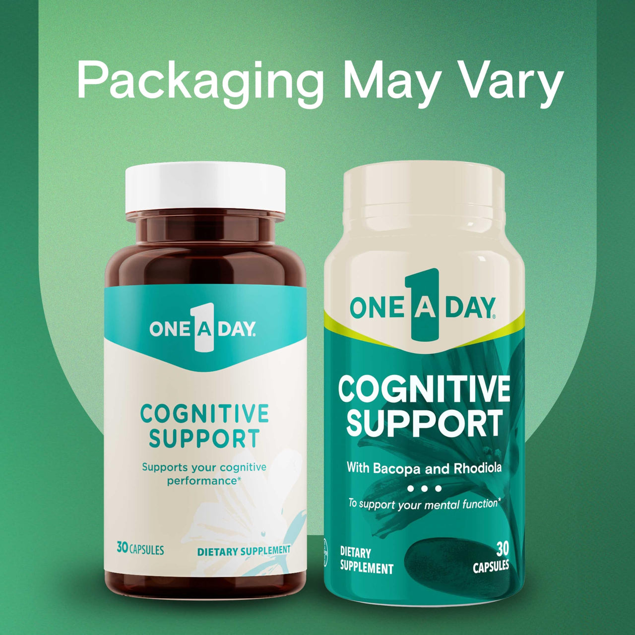 One A Day Cognitive Supplement – Brain Supplement to Support Cognitive Performance for Men and Women with Bacopa. Also includes Rhodiola, & Holy Basil, 30 Capsules (Packaging May Vary)
