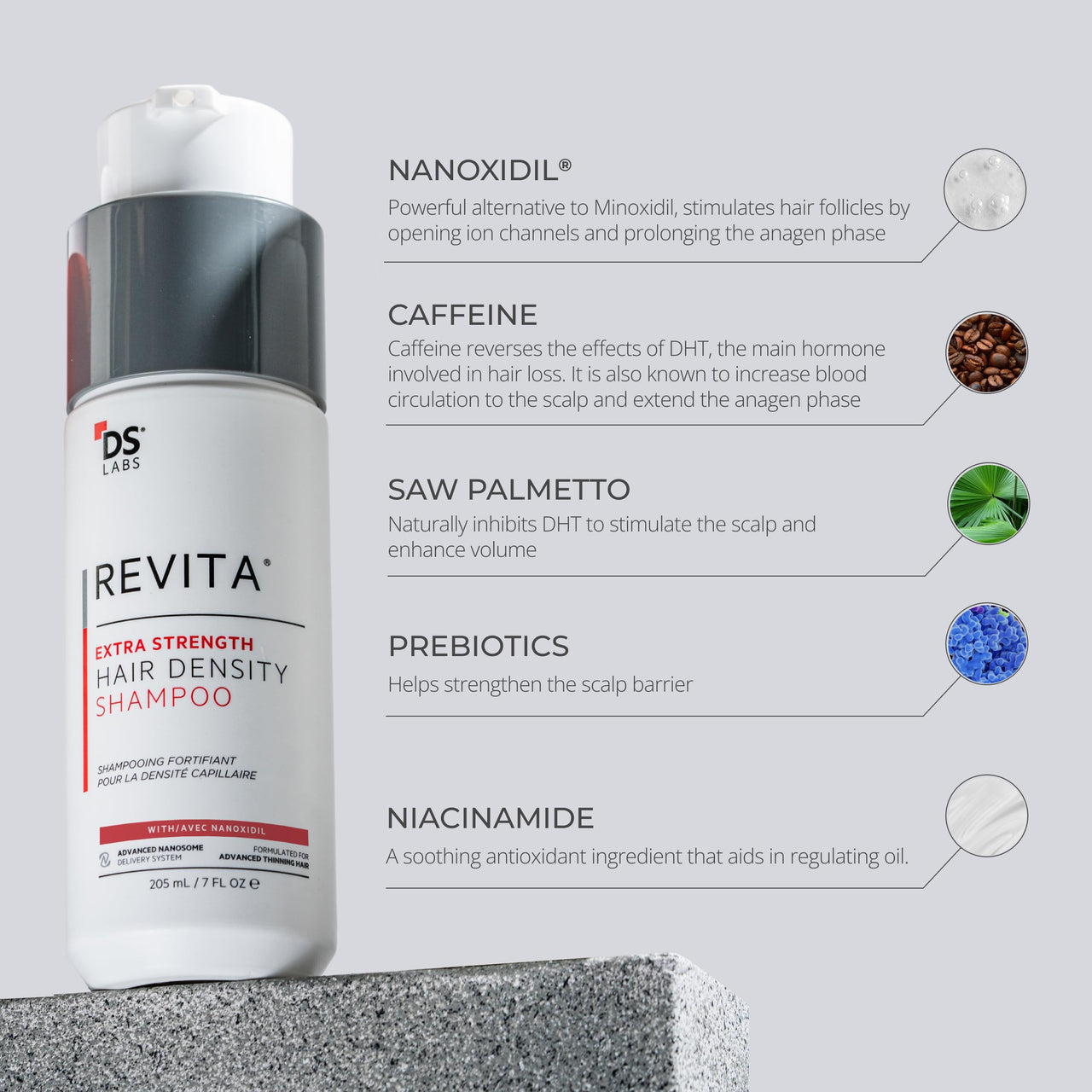 DS Labs Revita Extra Strength Shampoo, 205mL – Scalp First Cleanse for Fuller, Thicker Looking Hair, Lightweight Hydration, Sulfate Free, Color Safe, For Men & Women