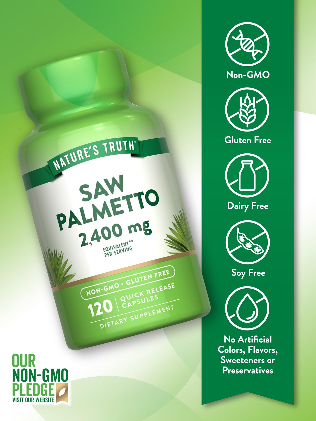 Nature's Truth Saw Palmetto Extract | 120 Capsules | Non-GMO & Gluten Free Supplement