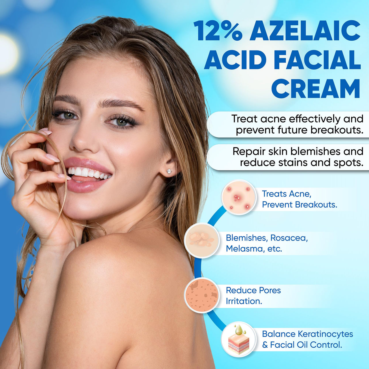 AOBBIY Azelaic Acid Cream for Face: Redness-Soothing Azelaic Acid Facial Cream for Uneven Tone, Blemish-Prone Skin, Pore Care, and Skin Clarity Support, 4 oz