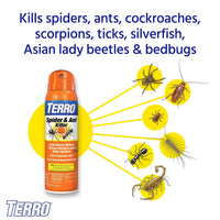 Thumbnail for TERRO T2302-6 Spider Killer Spray for Indoors and Outdoors - Kills Spiders, Ants, Roaches, Scorpions, Ticks, Silverfish, and Other Insects