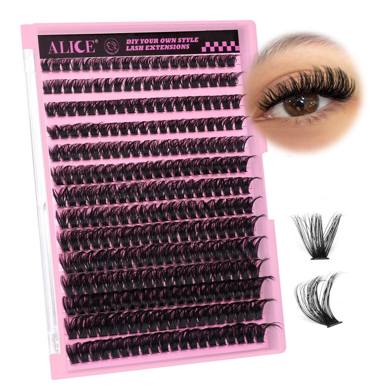 280Pcs Wispy Individual Lashes DIY Eyelash Extensions 8-16MM D-Curly Lash Extensions Lash Clusters 80D Cluster Eyelashes DIY at Home by ALICE