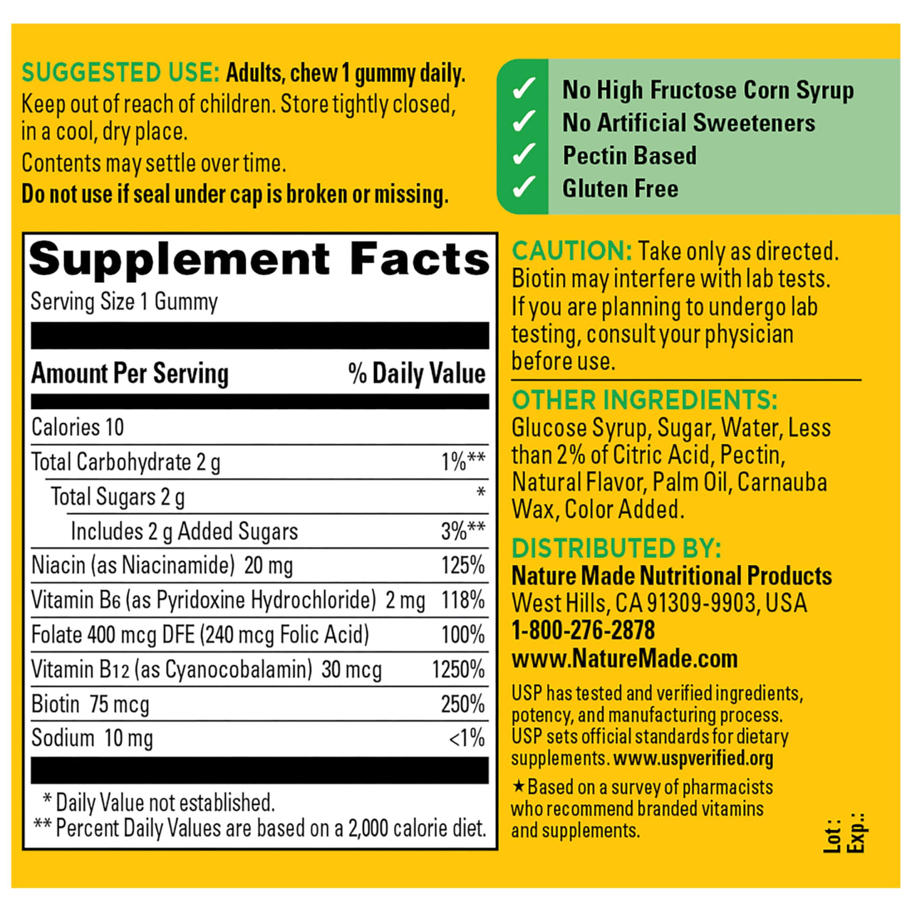 Nature Made Vitamin B Complex Gummies, 5 B Vitamins for Energy and Brain Support, 60 Pectin Based Gummies, 60 Day Supply