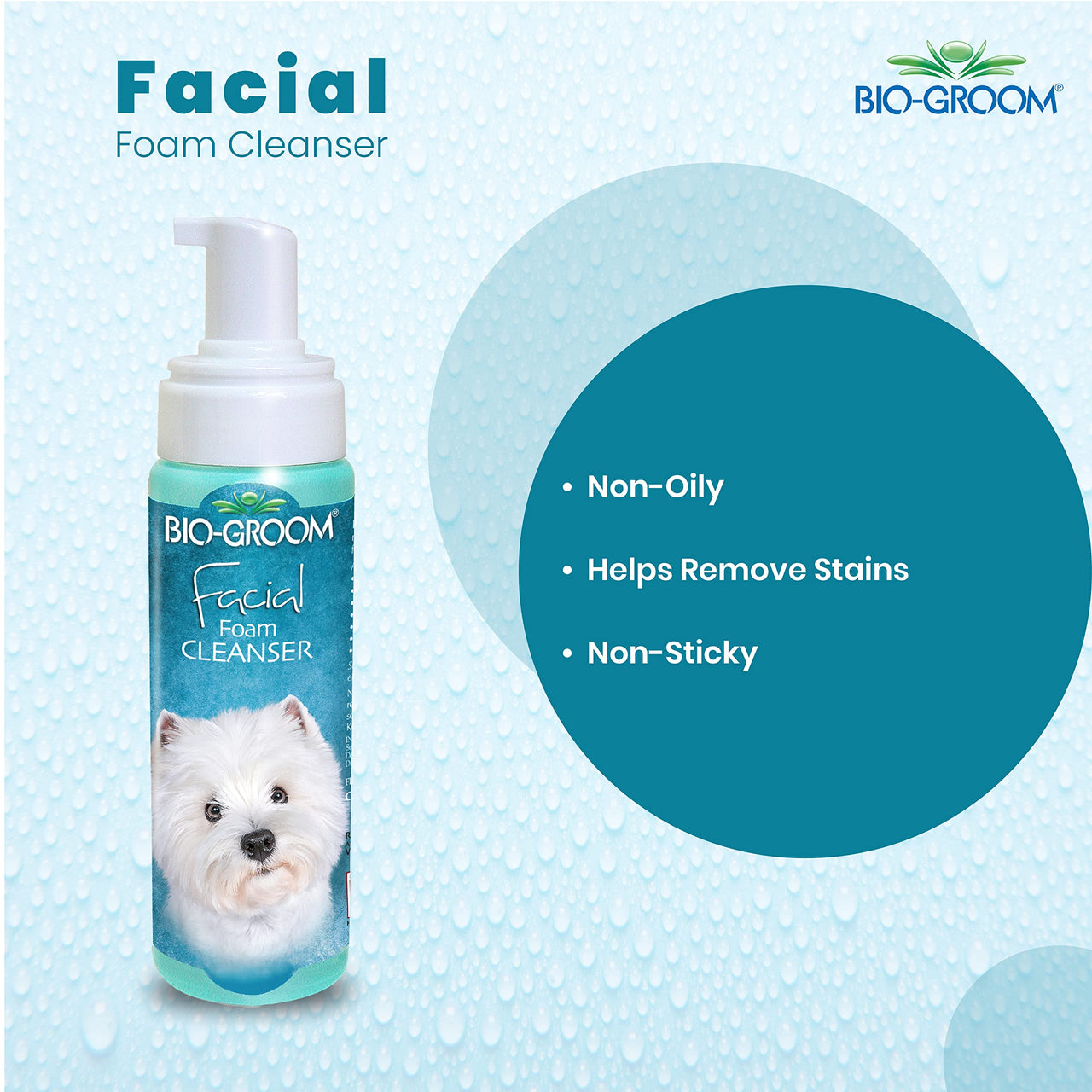 Bio-groom Facial Cleanser - Dog Face Wash, Unscented, No Rinse, Dog Face Scrub, Tear Stain Remover, Cruelty-Free, Made in USA, Dog Face Cleaner - 8 fl oz 1-Pack
