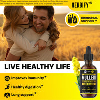 Thumbnail for HERBIFY Mullein Drops - Lung Cleanse - Leaf Extract - Powerful Mullein for Immune Support,Detox & Respiratory Support - Made in USA - Lung Cleanse for Smokers - 4 Oz