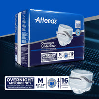 Thumbnail for Attends Overnight Disposable Underwear Pull On with Tear Away Seams Medium, APPNT20, 66, 64 Ct