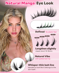 Thumbnail for Goddvenus Manga Lash Clusters Kit Natural 300 Pcs Cluster Eyelash Extensions Kit Wispy Fairy Fluffy Eyelash Clusters Anime Cosplay Individual Lash Extensions Kit CC Curve 10-16mm