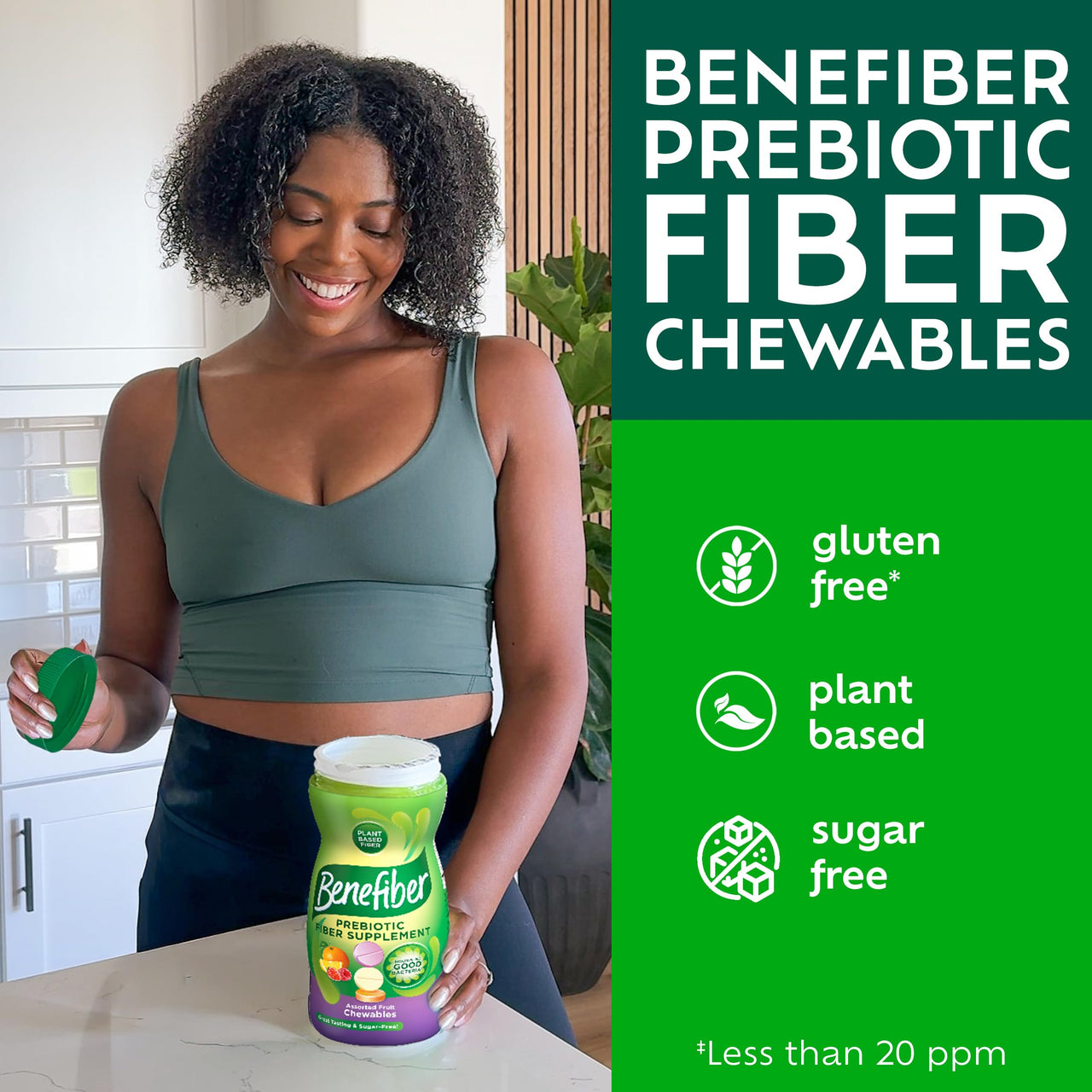 Benefiber Chewable Prebiotic Fiber Supplement Tablets for Digestive Health, Assorted Fruit Flavors - 100 Count