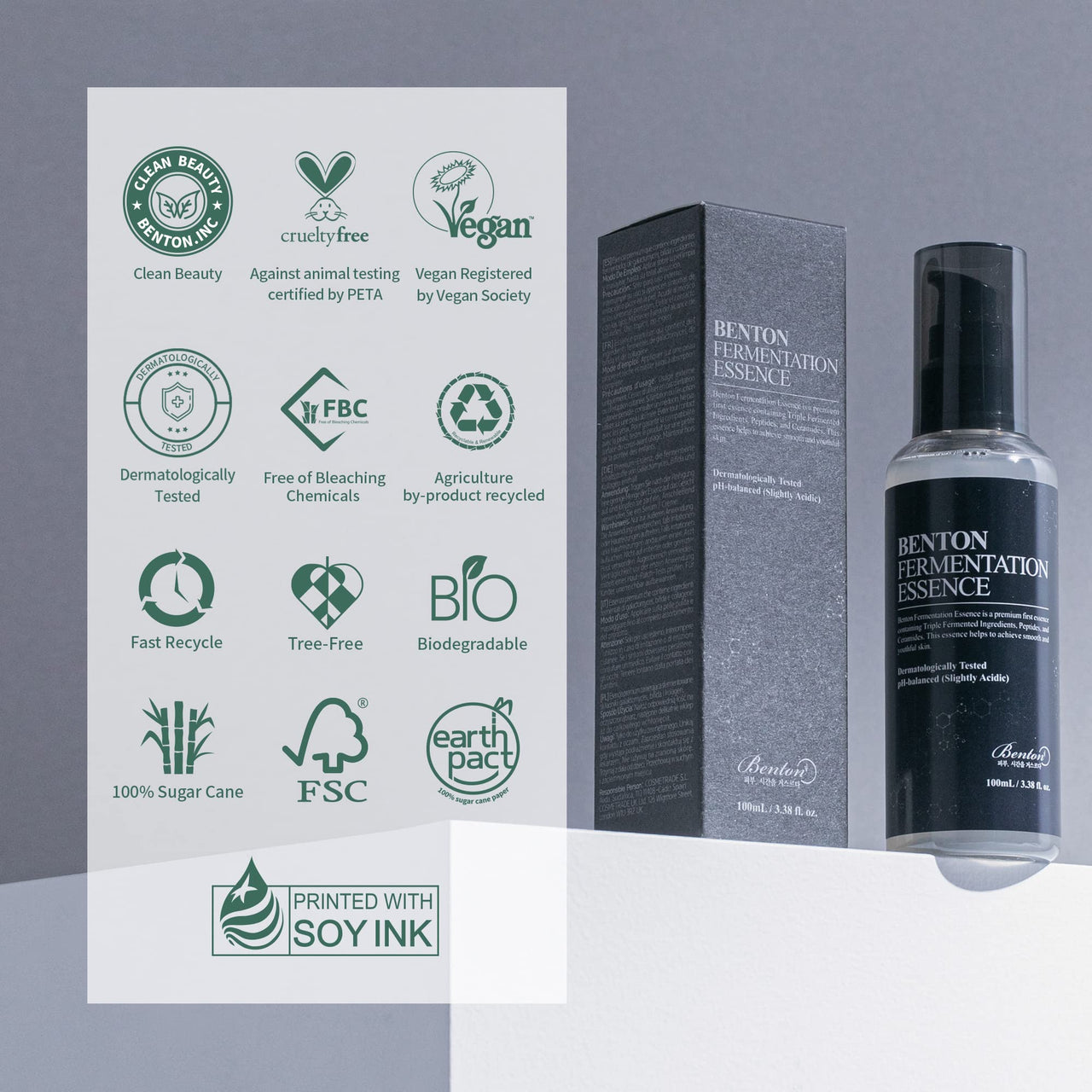 Benton Fermentation Essence Skin Care 3.38 fl.oz. - Galactomyces & Bifida & Lactobacillus/Collagen, Tone Balancing, Skin Smoothing, Elasticity, Korean Clean Beauty Skin Care