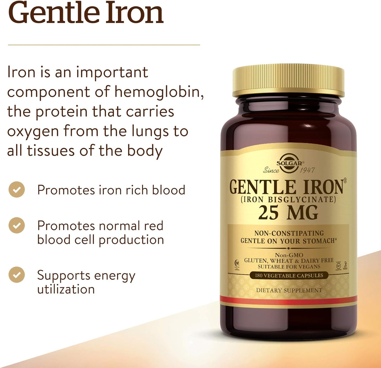 Solgar Gentle Iron 25 mg Vegetable Capsules