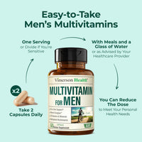 Thumbnail for Multivitamin for Men with Methylated Vitamins and Chelated Minerals for Energy, Focus and Immune Health – Premium Daily Mens Multivitamins & Multiminerals – 60 Capsules