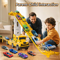 Thumbnail for Transport Truck Toys for 3 4 5 6 7 Years Old Boys,Toy Cars Track Set Transporter Trucks with 12 Die-Cast Car Toys 2 Race catapults Dual-Track Model,Toddler Set for Kids Boys Girls,Yellow