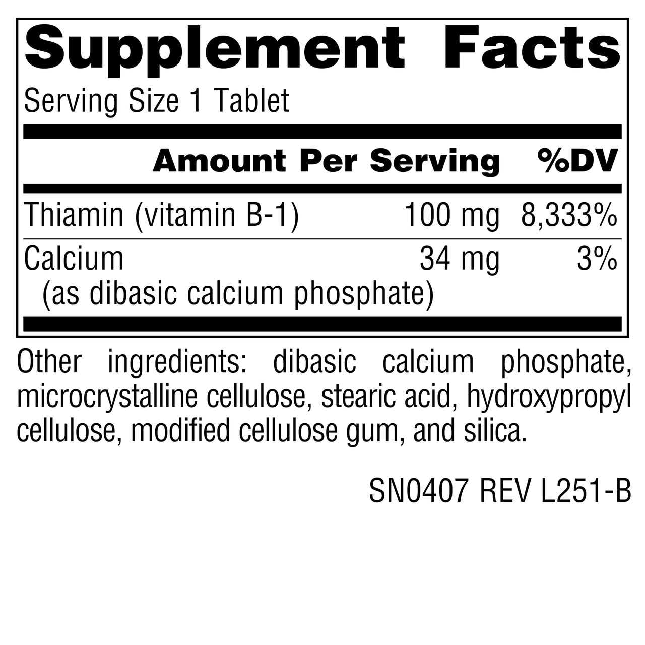 Source Naturals Vitamin B-1, Thiamin, Supports Energy Production* - 100 mg - 100 Tablets
