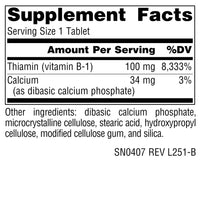Thumbnail for Source Naturals Vitamin B-1, Thiamin, Supports Energy Production* - 100 mg - 100 Tablets