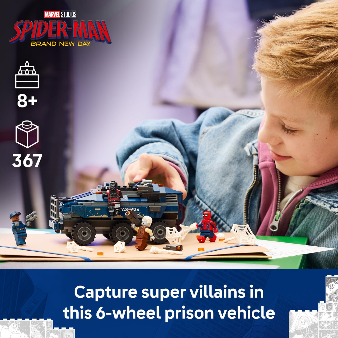 LEGO Marvel Spider-Man Prison Transport Chase - Super Hero Building Toy for Boys & Girls, Ages 8+ - Includes 4 Minifigures - Spider-Man Toy for Fans - Gift for Birthdays - 76349