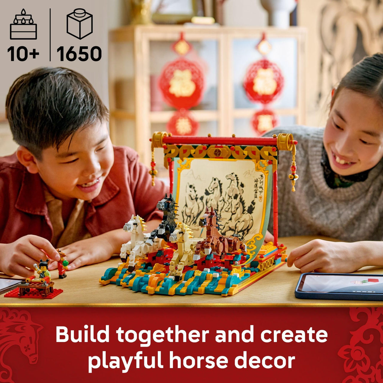 LEGO Spring Festival Galloping Horse Canvas Kids Building Toy - Year of the Horse Toy for Girls & Boys, Ages 10+ - Buildable Chinese New Year Decoration - Gift Idea for Birthdays & Families - 80119