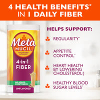 Thumbnail for Metamucil, Psyllium Husk Powder, Unflavored with No Added Sweeteners, 114 Servings, 4-in-1 Fiber Supplement, Daily Psyllium Husk Fiber Powder Help Support Digestive Health by Promoting Regularity*