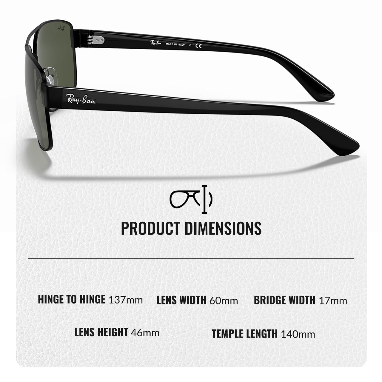 Ray-Ban RB3663 Square Shape Sunglasses With Eyewear Kit Bundle - Adjustable Nose Pads - Ideal Formal and Casual Wear Square Sunglasses