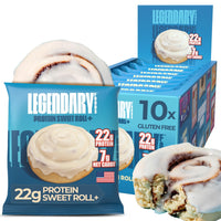Thumbnail for Legendary Foods 22g Protein Cinnamon Roll - Premium High Protien Bars, Low Carb Meal Replacement Snack, Low Glycemic Index, Gluten Free Snacks - Sweet Zero Sugar, Keto and Diabetic Friendly 10-Pack