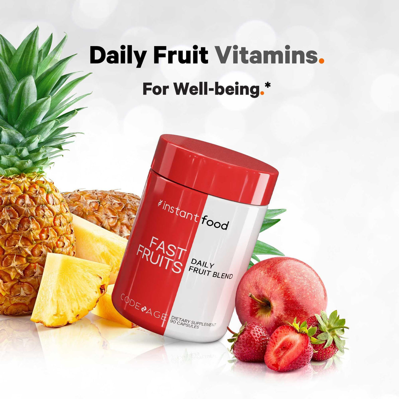 Codeage Instantfood Fast Fruits, Over 15 Fruits Powders Equivalent All-in-One, Vegan Daily Whole Food Vitamins - Berries, Antioxidant Polyphenols & Bioflavonoid Multivitamin, Non-GMO, 90 Capsules