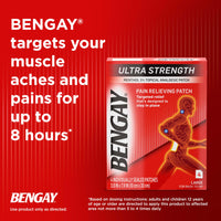 Thumbnail for Ultra Strength Bengay Pain Relief Patches, Large Topical Analgesic Menthol Patches for Muscle & Joint Pain Due to Backaches, Minor Arthritis, Sprains, & Strains, 3.9 x 7.9 inches, 4 Count