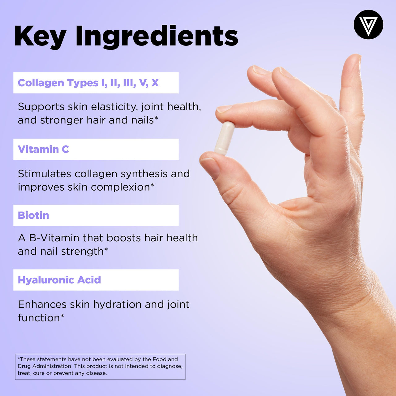 Vital Vitamins Multi Collagen Capsules with Biotin, Hyaluronic Acid, Vitamin C - Type I, II, III, V, X Peptides - Collagen Supplements for Men & Women - Hair, Skin, Nails Beauty Complex - 150 Count