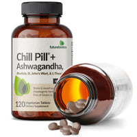 Thumbnail for Futurebiotics Chill Pill + Ashwagandha, Rhodiola, St. John’s Wort, & L-Theanine - Non-GMO, 120 Vegetarian Tablets