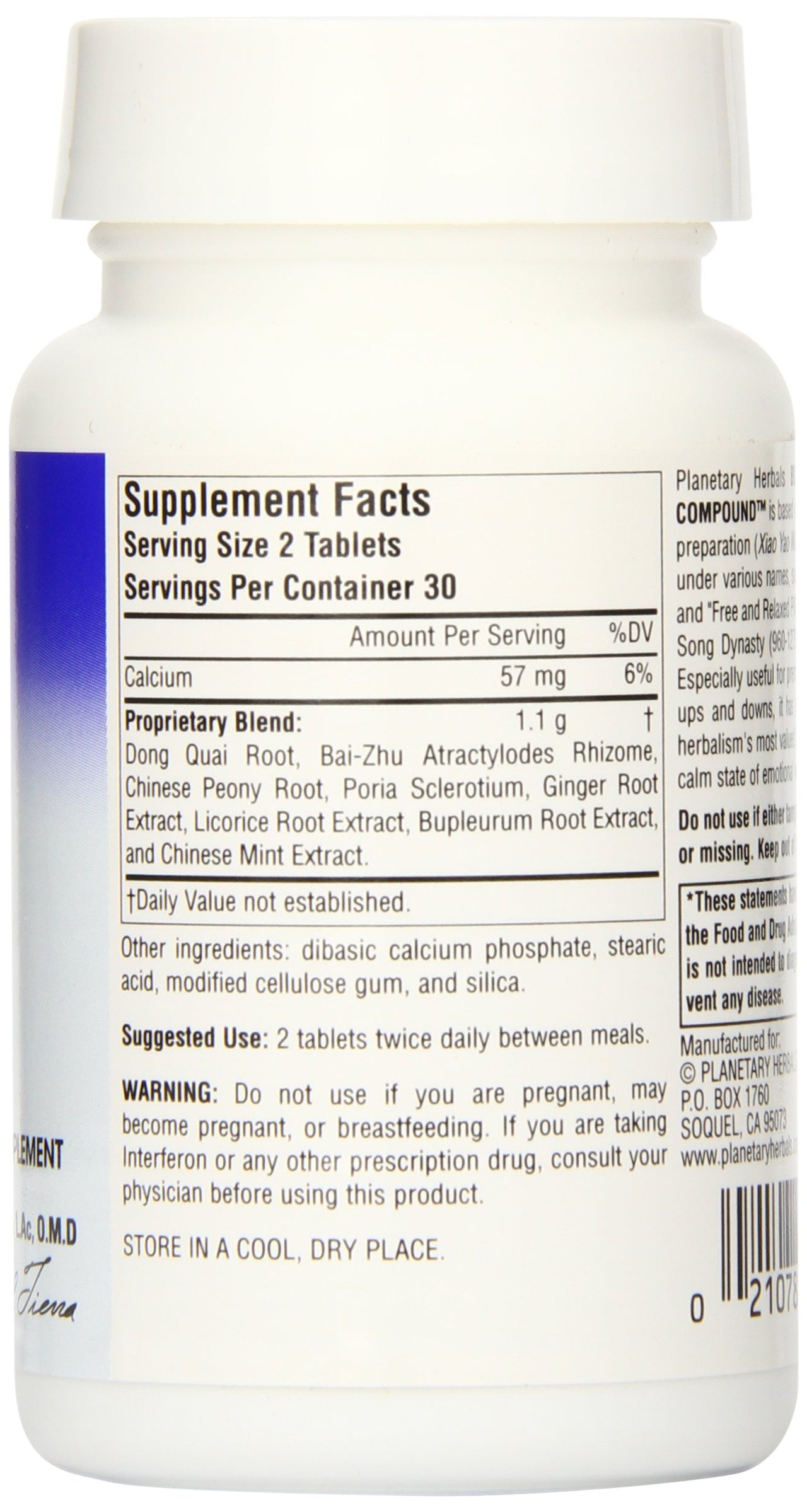 Planetary Herbals Bupleurum Calmative Compound Tablets, 60 Count
