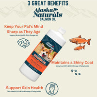 Thumbnail for Alaska Naturals Wild Alaskan Salmon Fish Oil Supplement for Dogs Skin and Coat with EPA DHA Omega 3 Fatty Acids Liquid Food Topper 32 oz.