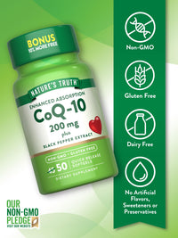 Thumbnail for Nature's Truth CoQ10 200mg Softgels | 50 Count | Enhanced Absorption Supplement | Plus Black Pepper Extract | Non-GMO, Gluten Free