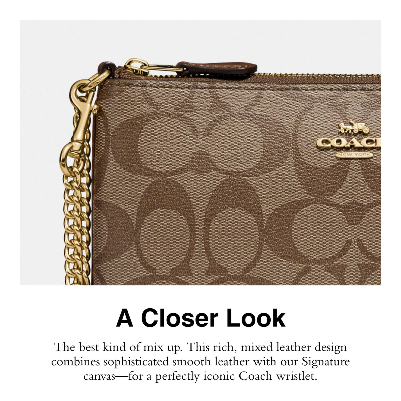 COACH Signature Large Wristlet w Chain