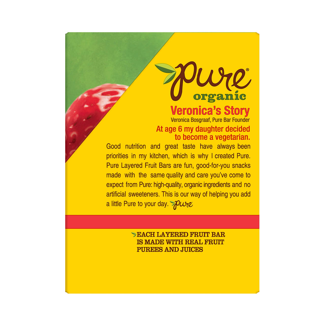 Pure Organic Strawberry Banana Layered Fruit bar - Organic, Gluten-Free, Non-Gmo Project Verified, Vegan Fruit Snack, 0.63oz (Pack Of 20)