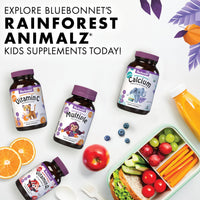 Thumbnail for Bluebonnet Nutrition Rainforest Animalz Whole Food Based Multiple Chewable Tablet, Kids Multivitamin & Mineral, Vitamin C, D3, Iron, Gluten Free, Milk Free, Kosher, 180 Chewable Tablets, Mixed Flavor