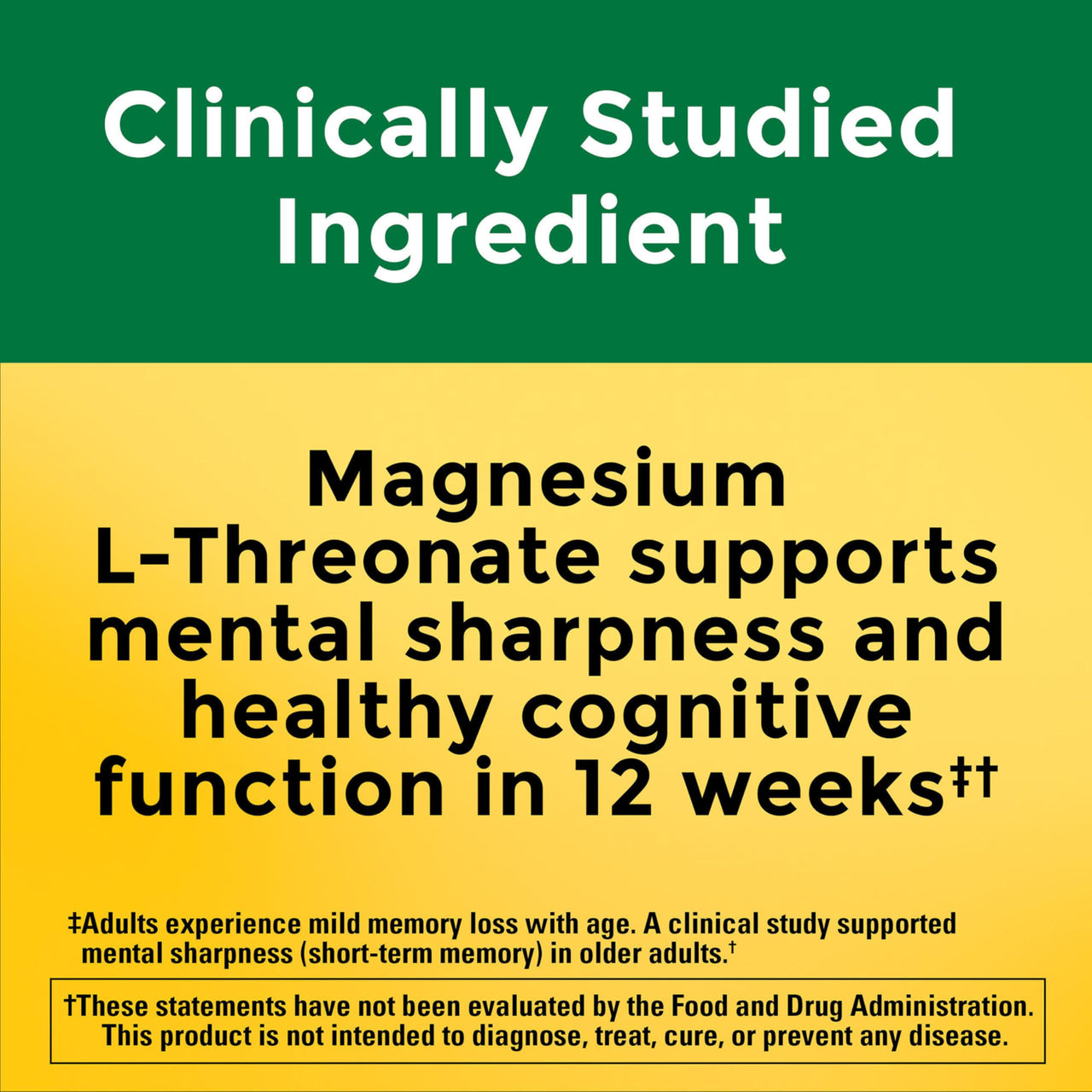 Nature Made Magnesium L-Threonate with Vitamin C & Vitamin D3, Provides 130 mg of Mag from 1800 mg Magnesium L Threonate, Cognitive Support Magnesium Supplement, 90 Capsules, 30 Day Supply