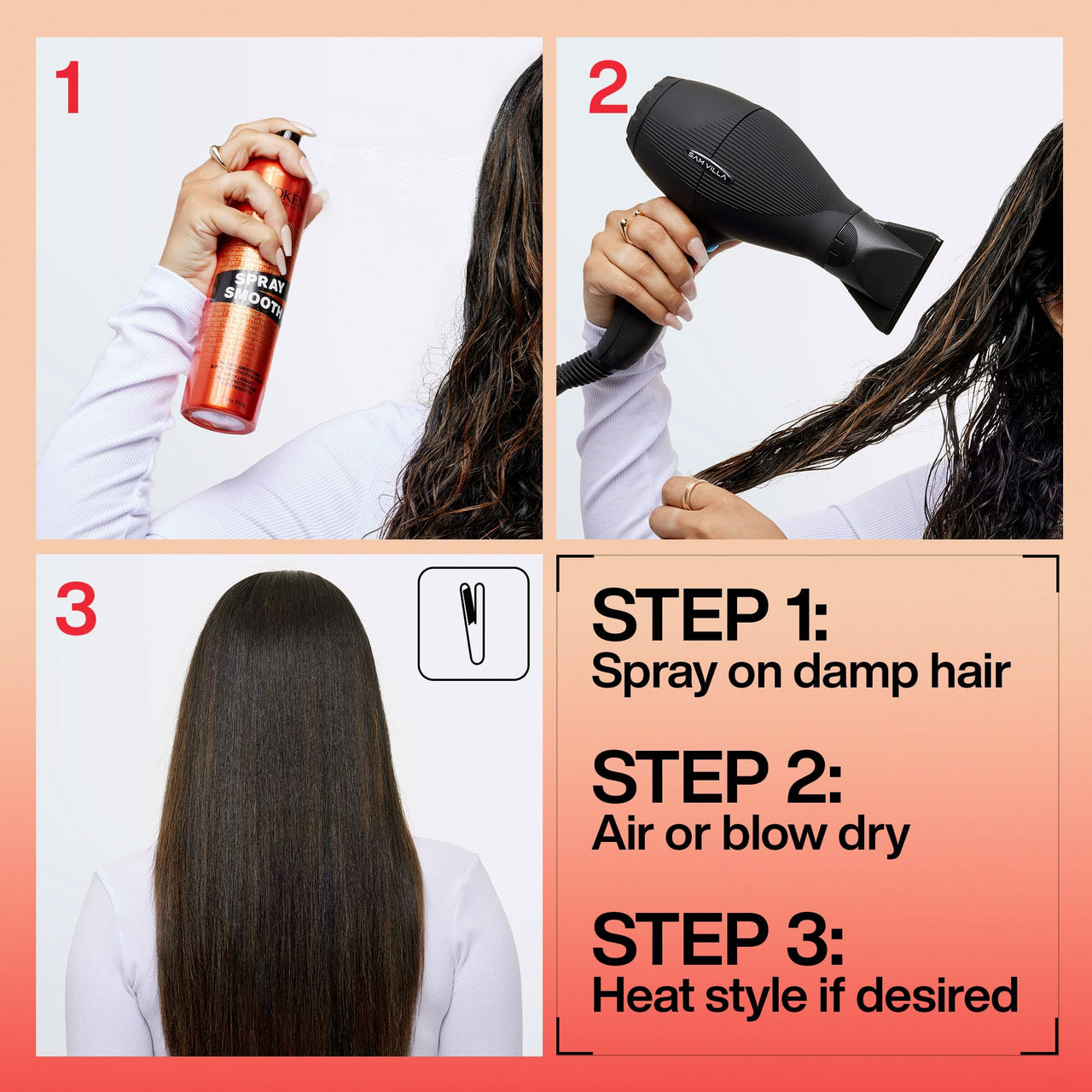Redken Spray Smooth Anti Frizz Hair Spray | Frizz Control and Heat Protection | Instant Smoother | With Citric Acid | Paraben, Sulfate & Silicone-Free| 7.5 Oz