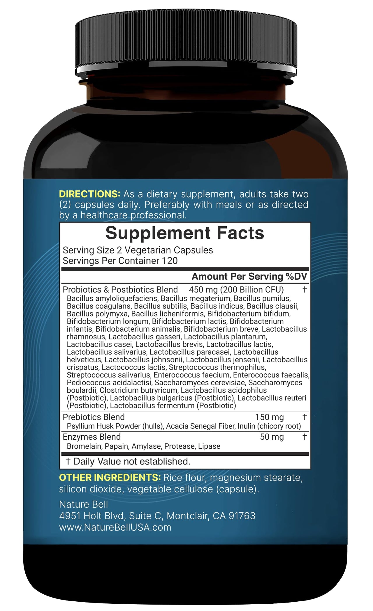 NatureBell Probiotic 200 Billion CFU – 40 Strains Per Serving | 240 Veggie Capsules with Prebiotics and Probiotics – Full Spectrum Complex with Enzymes – Daily Probiotics for Women & Men
