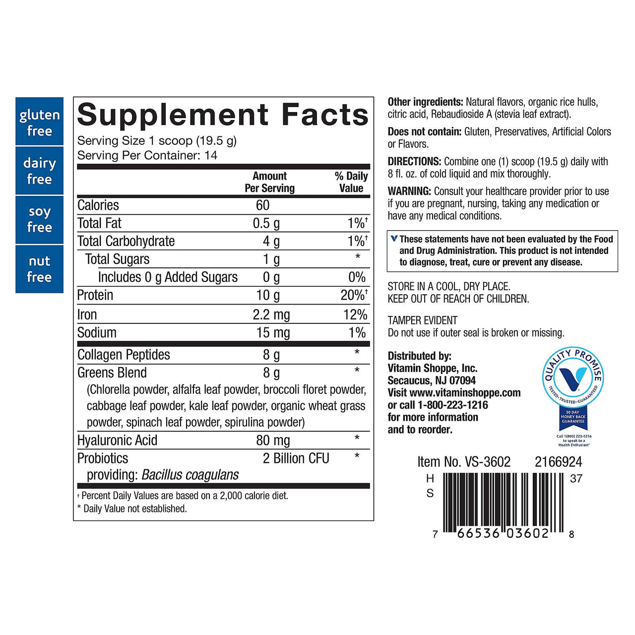 Super Greens Collagen Powder Hair, Skin and Joint Support (14 Servings)