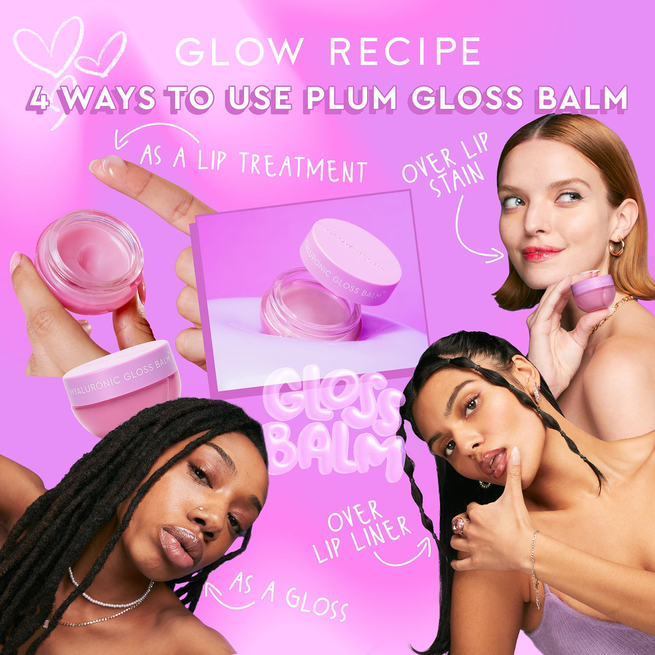 Glow Recipe Hyaluronic Acid Plumping Lip Balm for Women & Men - Clear, Hydrating High-Shine Gloss + Overnight Dry Lips Treatment for a Smooth, Fuller Look - Makeup Prep, Korean Skin Care, 15ml