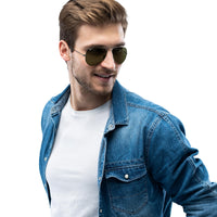 Thumbnail for Ray-Ban RB3025 Classic Aviator Sunglasses, Gunmetal/Polarized G-15 Green, 62 mm