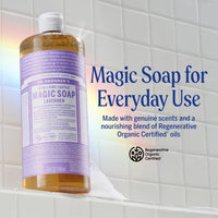 Thumbnail for Dr. Bronner's Pure-Castile Liquid Soap, Made with Organic Oils, 18-in-1 Uses: Face, Body, Hair, Laundry, Pets and Dishes, Concentrated, Vegan, Non-GMO, Lavender, 32 Oz