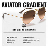 Thumbnail for Ray-Ban RB3025 Classic Gradient Aviator Shape Sunglasses With Eyewear Kit Bundle - Adjustable Nose Pads - Ideal Formal and Casual Wear Retro Sunglasses