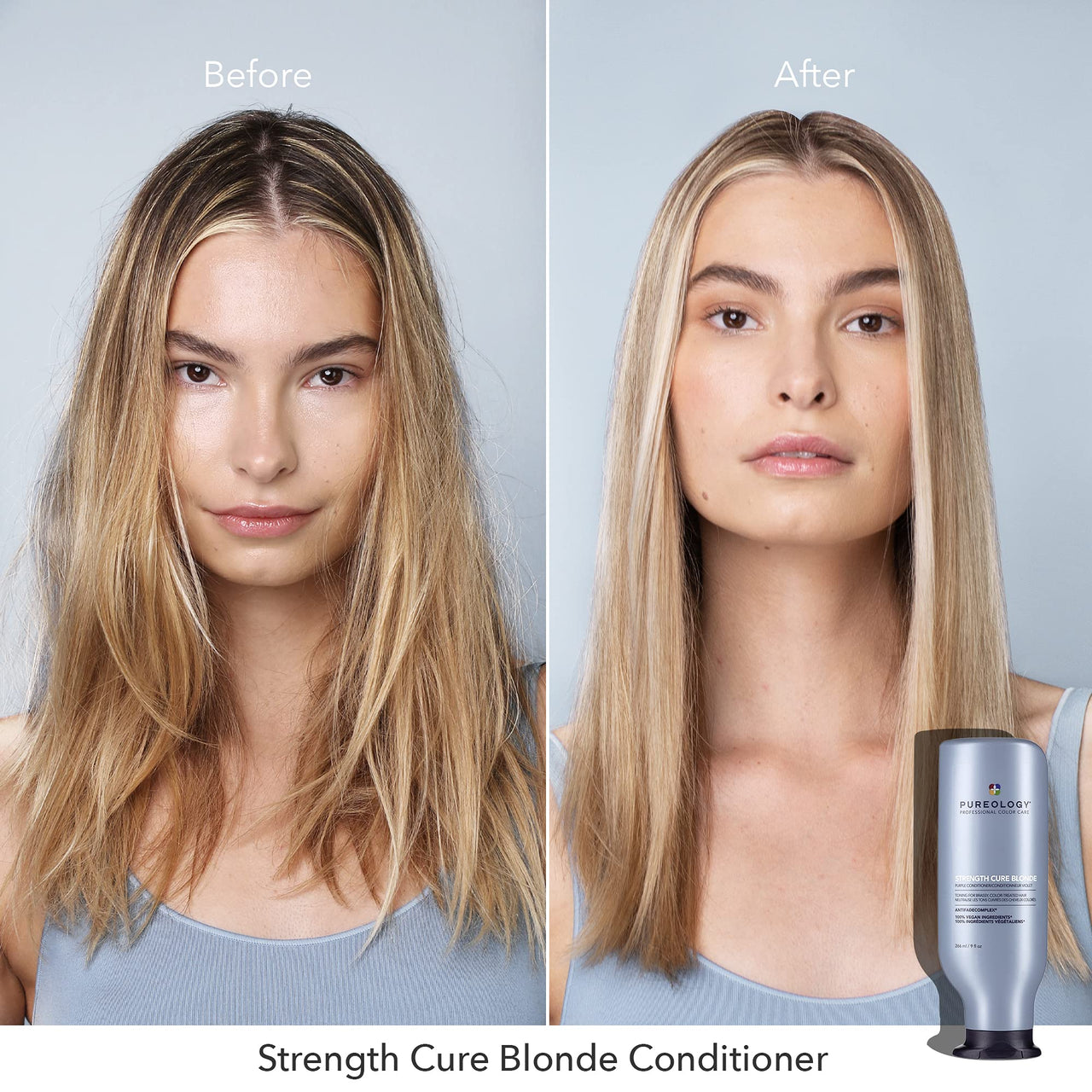 Pureology Strength Cure Blonde Purple Conditioner for Blonde & Lightened Color-Treated Hair, 9 Fl Oz