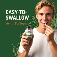 Thumbnail for Vegan Omega 3 Algae Oil | Plant Based DHA EPA | Sustainably Sourced, No Carrageenan, Non GMO | Heart, Brain, and Eye Health | Fish Oil Alternative | Algae Omega 3 Supplement | 60 Softgel Capsules