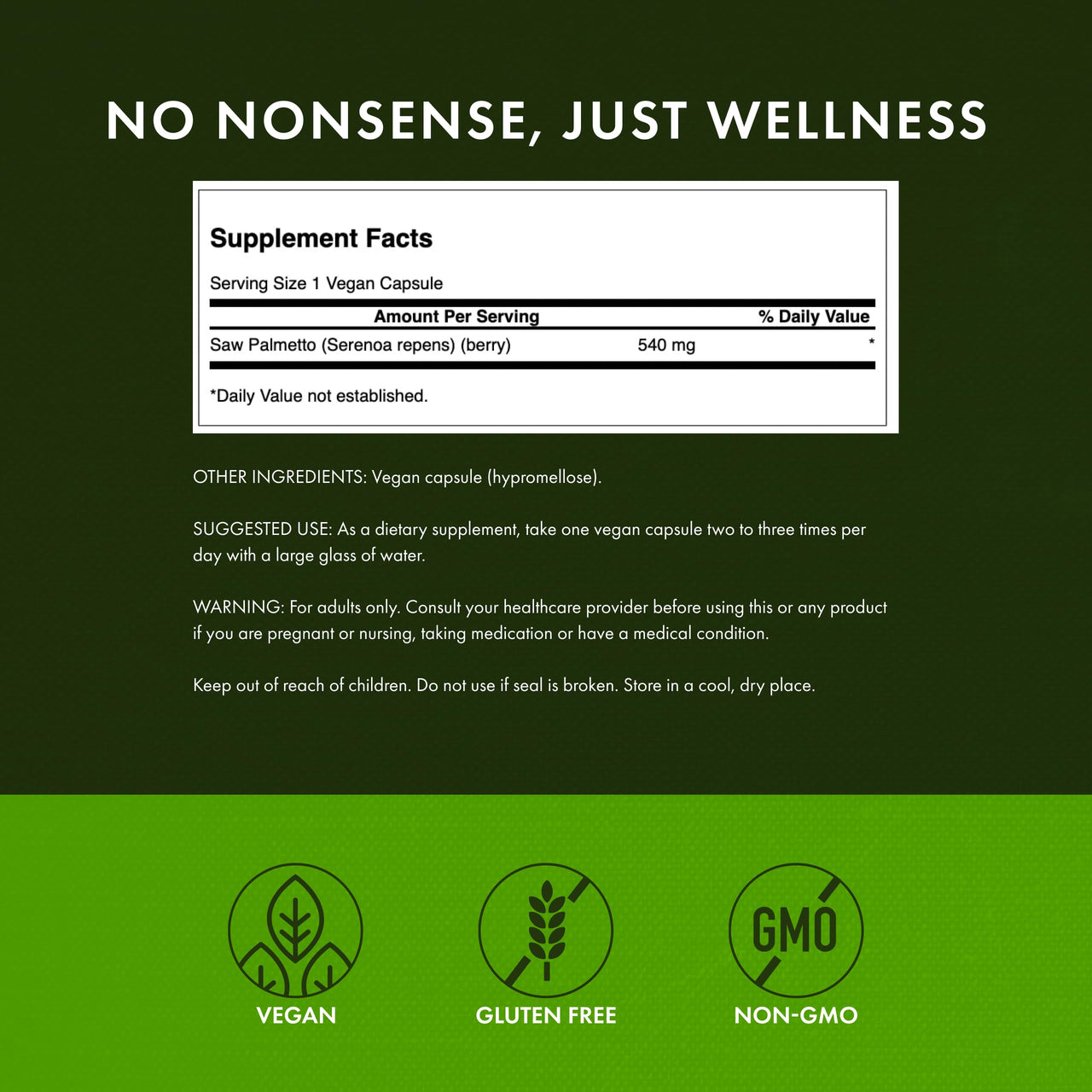 Swanson Saw Palmetto - Herbal Supplement Promoting Male Prostate Health Support - Natural Hair Supplement & Urinary Health Support - 540 mg 100 Capsules