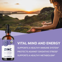 Thumbnail for VIMERGY USDA Organic Zinc Supplements for Women & Men (7.5mg Liquid Zinc Per Serving) Fast-Absorbing Immune Support, Promotes Healthy Bones & Skin, Vegan, Up to 57 Servings (115 mL)
