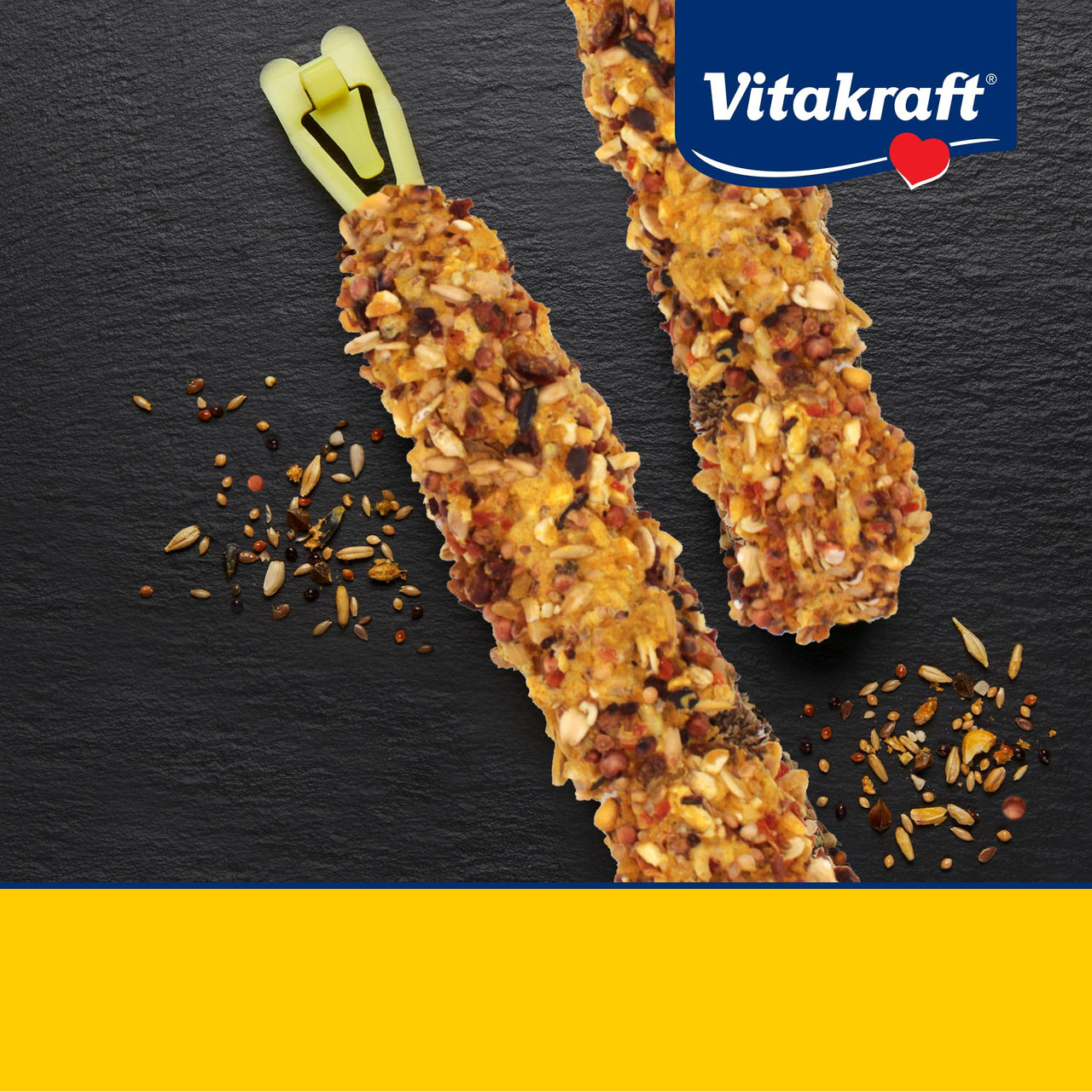Vitakraft Crunch Sticks Cockatiel Treat Apple And Honey Flavor – 2 Sticks - Triple Baked For Extra Crunch – Natural Wood Chew Center With Cage Clip – Fortified With Vitamins And Minerals